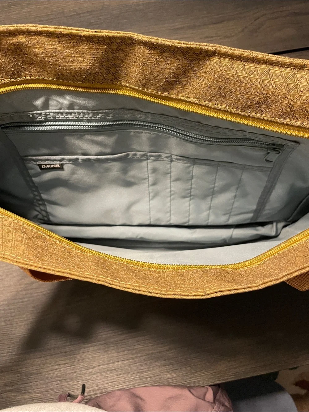 Dakine Tan & Charcoal Messenger Bag with Yellow Accent